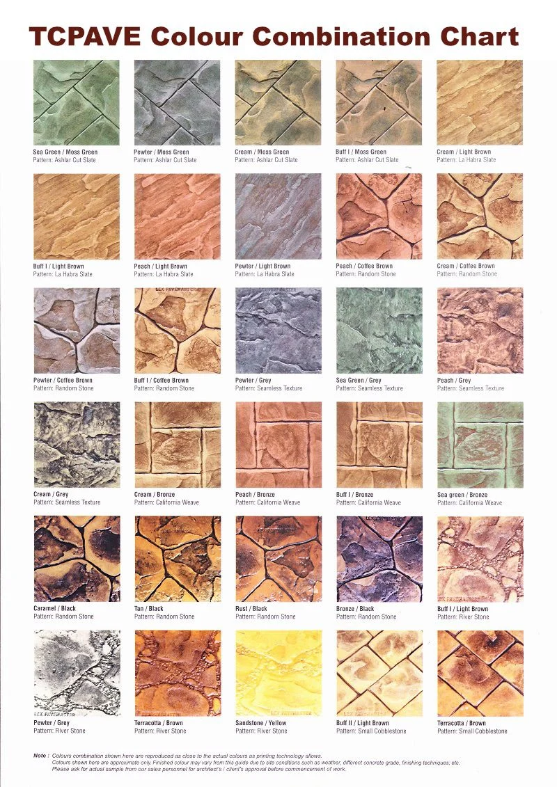 TCpave Colour Pattern Combination Chart B